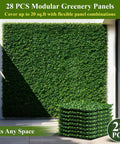 28 Pack Artificial Grass Wall Panels 10x10 Inch Faux Boxwood Privacy Screen UV Resistant For Indoor Outdoor DIY Setup