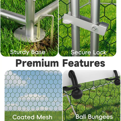 Heavy Duty Outdoor Metal Chicken Coop With Run And Waterproof UV Cover premium features including sturdy base and secure lock