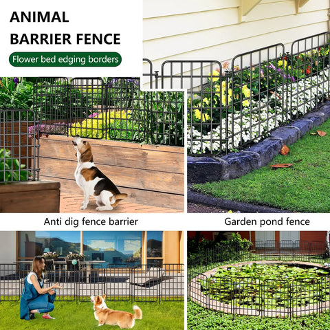 Durable 30ft By 17in No Dig Garden Fence Border With 28 Panels Rustproof Metal Wire Ground Stakes Decorative Flower Bed Edging installed view