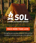 Orange tent in forest with Ninety Percent Heat Reflective Emergency Bivvy With Survival Whistle And Paracord Drawstring For Your Emergency Kit text