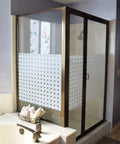 Shower door with Privacy Glass Reusable Static Cling Window Film For Privacy On Glass Doors Windows Showers And Tabletops Removable Repositionable Decorative Film Matrix Caree Design 26 By 59 Inch Roll