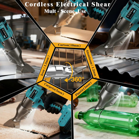 Cordless Brushless Sheet Metal Shear With 360 Degree Pivoting Head, 14 Gauge Cutting Capacity For Stainless Steel Iron Leather And Carpet, Bare Tool, Compatible With 18V Max Batteries