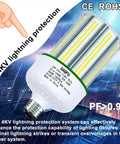 Ultra Bright 100W LED Corn Light Bulb 14000 Lumens 5000K Daylight White shown with 4KV lightning protection.