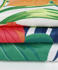 Close-up view of Elastic Edge Square Fitted Tablecloth With Tropical Palm Leaves Card Table Cover For Outdoor And Indoor Use Wipeable Polyester Fits 34x34 Or 36x36 Inch Card Tables For Chill Kitchen Decor showing fabric detail.