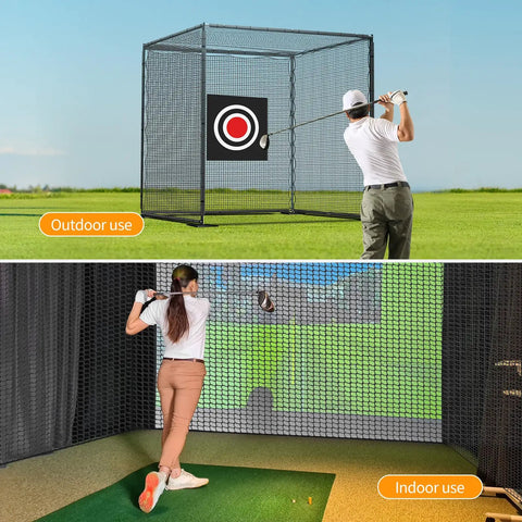 Golf Practice Net Without Frame 10x10x10ft Durable Polyester Netting With 4 Carabiners And 4 Tie Ropes Easy Setup for indoor outdoor use