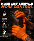 Hands wearing Heavy Duty 8 Mil Nitrile Gloves Chemical Resistant Tear Proof Work Gloves For Mechanics And Gardening gripping a pipe.
