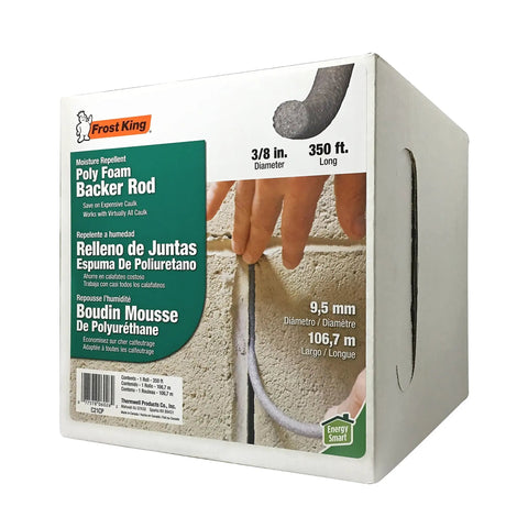 Caulk Saver Bulk Contractor Pack Three Eighths Inch Diameter 350 Feet Gray Durable Poly Foam Moisture Repellent Box Image