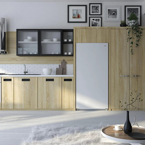 Total Game Changer 17 Cu Foot Convertible Upright Freezer And Fridge With Slick White Finish in modern kitchen setting.