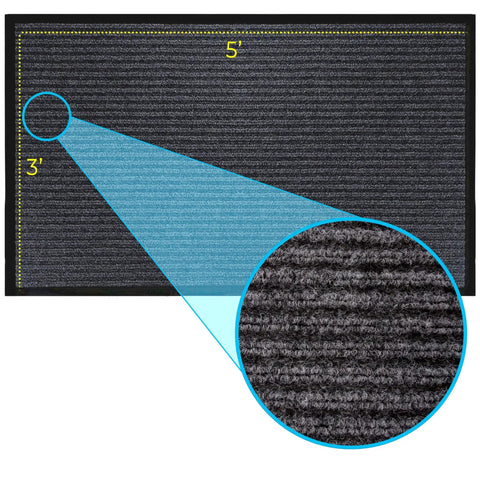Heavy Duty Rubber Door Mat 3 By 5 Feet For Indoor Outdoor Use Waterproof And Easy Clean Entry Mat Traps Dirt And Moisture