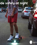 Person night riding skate with LED Skateboard Light Kit For Night Riding Front And Rear Lights USB Rechargeable Strapped To Trucks