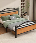 Rock Solid Full Bed Frame With Integrated Headboard, Hella Sturdy Steel Slat Base, Massive Under Bed Storage, Zero Squeak Nightly Rest, Sleek Matte Black Finish, Essential Mattress Foundation in an elegant bedroom setting.