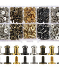 Kickass 150 Piece Punk Spikes And Rivets Kit Featuring Round Head Screw Back Construction In Silver Gold Bronze And Gunmetal Finish tailored for leathercraft.