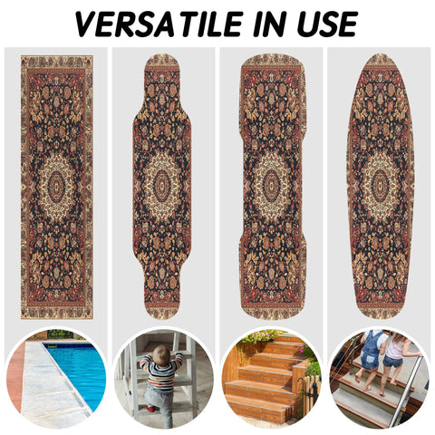 Versatile use of Vintage Brown Rug Grip Tape For Skateboard And Longboard Dope 33 By 9 Inch Non Slip Sandpaper Style Retro Aesthetic