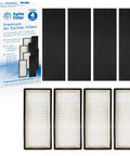 Value Pack Air Purifier Filter Set for HEPAClean Series HHT Models - 4 HEPA filters and 4 pre-filters displayed with packaging.