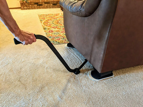 Person using Heavy Duty Furniture Lifter Tool For Lifting Appliances, Cabinets And More, Steel Construction, Supports Up To 300 Pounds