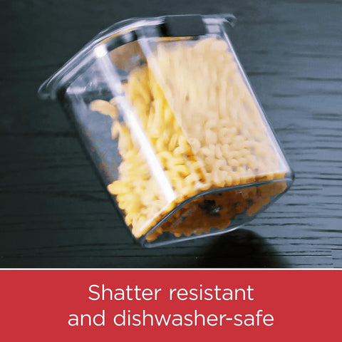 Straight Up 12 Cup Airtight Food Storage Container With Secure Snap Lid For Pantry Organization And Kitchen Cabinets absolutely leak proof with macaroni inside.