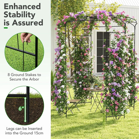 Birdcage Shaped Garden Arch For Climbing Plants And Outdoor Decor, 9.3 By 6.5 Ft Heavy Duty Metal Pergola Trellis in garden