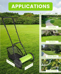Manual Push Reel Lawn Mower With 12 Inch Cutting Width And 5 Blade System, Walk Behind Garden Mower With Adjustable Height, No Gas No Fumes Eco Friendly Quiet Yard Care For Small Lawns shown on grass