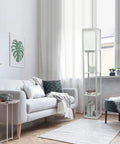 Living room with Gray Etagere Floor Lamp With 3 Shelves, 2 USB Ports, 1 Charging Outlet, Linen Shade, Soft Warm Glow, Pull Chain On Off