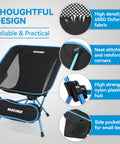 Ultra Lightweight Folding Camping Chair For Outdoor Adventures And Travel with features, portable, compact, sky blue.
