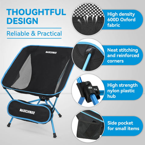 Ultra Lightweight Folding Camping Chair For Outdoor Adventures And Travel with features, portable, compact, sky blue.