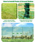 Wind Resistant Temporary Fence With Metal Posts For Outdoor Dogs And Pets, 40 Inch High By 50 Foot Long Garden Boundary With Ground Spikes