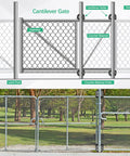 Rugged Nylon Cantilever Gate Roller Set For 2-3/8 Inch Gate Frames And 4 Inch Posts Sliding Fence Rollers For Chain Link Gates Cantilever Rail Gate Kit Pack Of 4 Built To Last. Diagram and installation of gate with rollers.