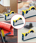 Rugged Pro-Grade Industrial Steel Desktop Tape Dispenser for one inch tape up to three inches wide with a three inch core