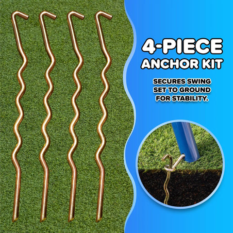4-piece anchor kit for Northridge Metal Swing Set With Five Seat Swing 500 lb Capacity 32 Inch Saucer Swing Two Blow Molded Swings