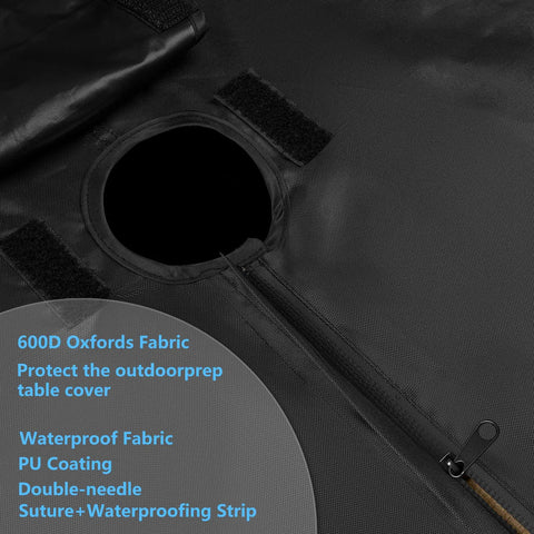 Rectangle Patio Table Cover With Umbrella Hole 88 Inch Long By 58 Inch Wide By 23.6 Inch High Heavy Duty 600D Oxford Fabric Waterproof Detail