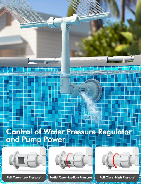 Adjustable Dual Spray Pool Fountain For Above Ground And In Ground Pools High Pressure Waterfall Sprinkler installation