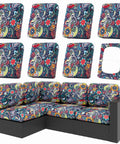 Outdoor Patio Cushion Covers 8 Pack Stretch Slipcovers For Sofa Cushions, Washable with Elastic Bottom, Paisley Pattern, Cover Only shown on patio furniture.