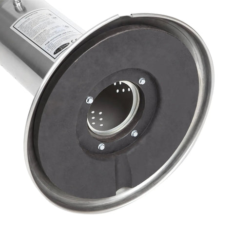 Bottom view of Portable Patio Tabletop Propane Heater 10000 BTU with Auto Shutoff Valve CSA Approved