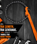 Heavy Duty Chain Wrench For Pipes And Oil Filters, 19 Inch Chain Design Fits One And A Half To Six Inch Pipes, 12 Inch Orange Handle For Easy Spotting