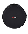Top Tier 14 X 8 Inch Snare Drum Gig Bag With Hella Durable 1000D Nylon Armor, black round case with handle.