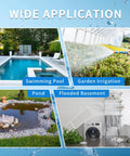 Applications of 1.5HP Sump Pump With 6300 GPH Beast Power for pool, garden irrigation, pond, and flooded basement cleanup