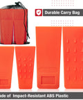 Heavy Duty Tree Felling Wedges 4 Pack With Tough As Nails Spike Bases Guaranteed No Pinch Split High Impact Abs Plastic shown in a carry bag.