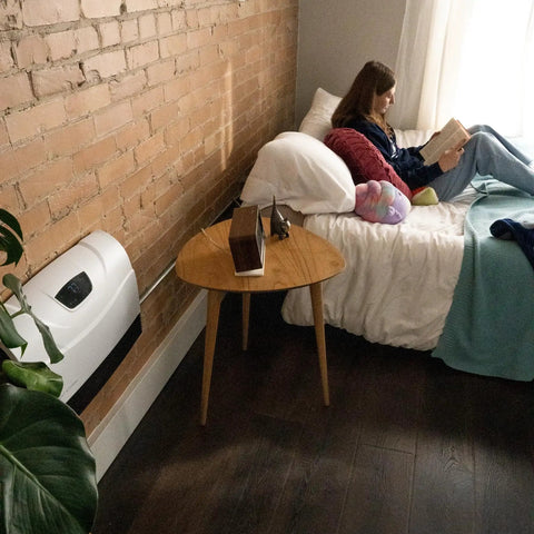WiFi Infrared Wall Mounted Heater With Remote Touchscreen Digital Thermostat Tip Over Safety Shut Off Space Saving Wall Mount in bedroom