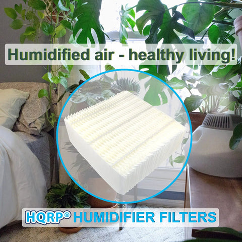 2 Pack Wick Filter Replacement For Essick Air AIRCARE Bemis 1043 on table with plants in bedroom