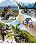 Collage of cyclists in nature and urban settings showcasing varied biking styles for trail and mountain experience.