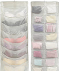 Must Have Double Sided Hanging Closet Organizer With 24 Pockets For Bras And Underwear Eight Extra Large Bra Pockets And Sixteen Standard Pockets Rotating Hanger Durable Mesh Fabric Gray 1 Pack displaying bras and underwear