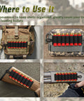 4 Packs 7 Rounds 12 And 20 Gauge Tactical Shotgun Shell Holder Carrier with Adhesive Side Saddle Nylon Pouch for Rifle