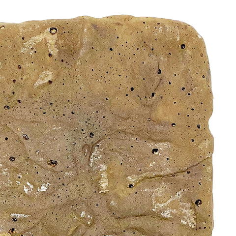 Close-up of Java Brown Cobblestone Texture Stepping Stone 12.5 Inch Square Concrete Garden Paver for Pathways Patios and Landscaping