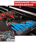 Low Profile Pliers And Wrench Organizer Rack 2 Pack For Tool Drawers Space Saving Holder for organized tool storage.