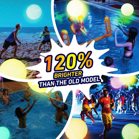 16 Inch Light Up Glow Beach Ball With 8 LED Modes For Night Pool Fun, Waterproof LED Ball For Adults Teens And Kids