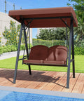 Two Person Patio Porch Swing With Adjustable Canopy Heavy Duty Metal Frame Comfy Cushions Outdoor Garden Swing For Backyard Relaxation