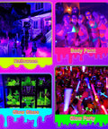 LED Black Light Bar Kit 42W 6 Pack With 6Ft Cable Switch And Plug For Large Area Lit Glow Party Lighting Ideal For Halloween