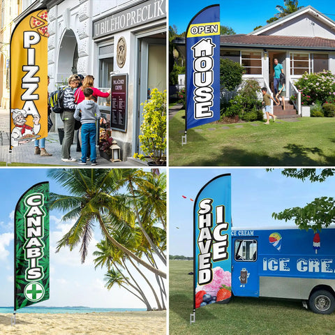 18Ft Aluminum Feather Flag Pole Kit For Swooper Flags at Pizza, Open House, Cannabis, and Ice Cream stands