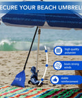 Beach Umbrella Sand Anchor Bag Windproof Weight For Heavy Wind under a blue beach umbrella at the seaside