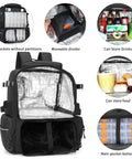 45L Insulated Tackle Backpack For Fishing Gear, Waterproof Travel Bag With cold upper compartment showing storage features